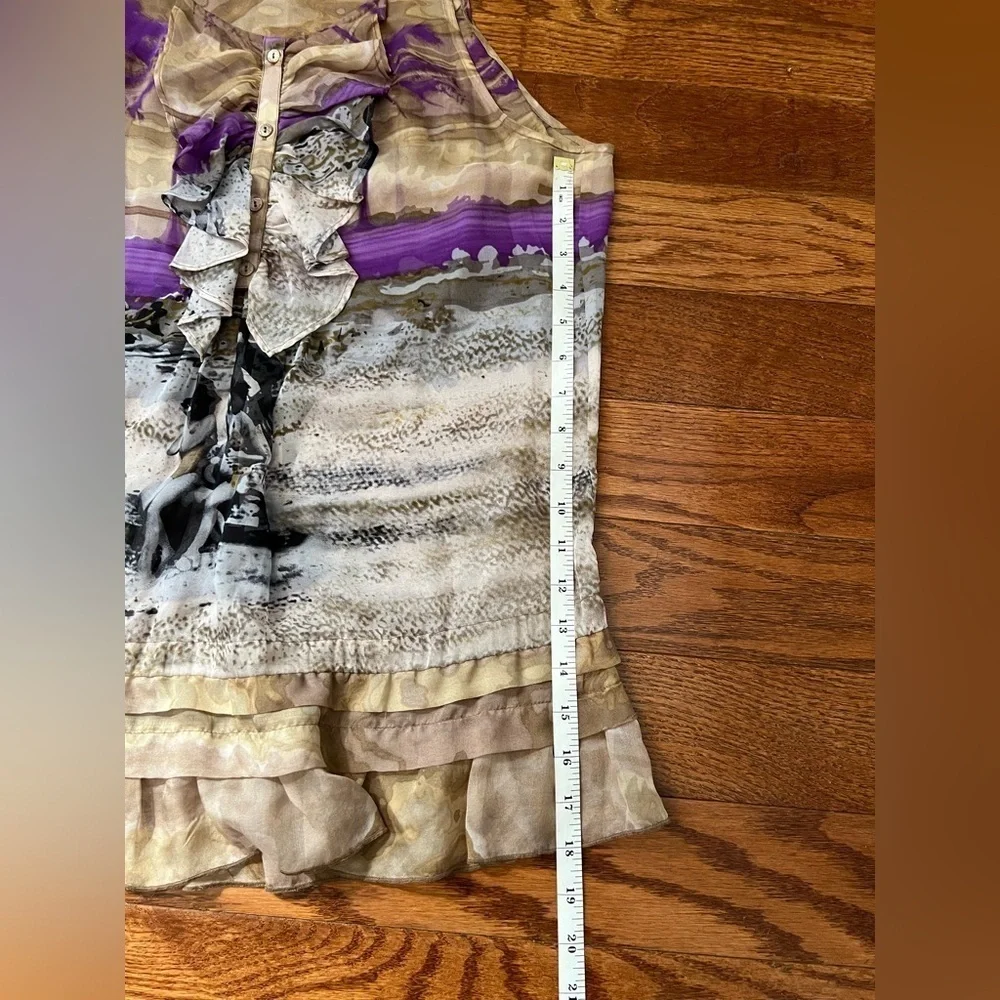 Audrey Talbott Carmel Multi Color Beach 🏖️ Print 100% Silk Blouse Sz 6